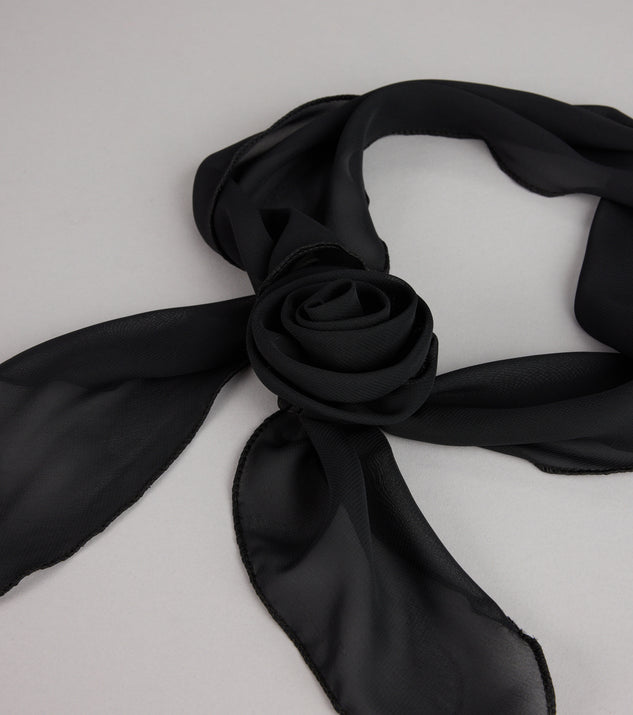 Windsor Rosette Charm Chiffon Skinny Scarf - Image 3