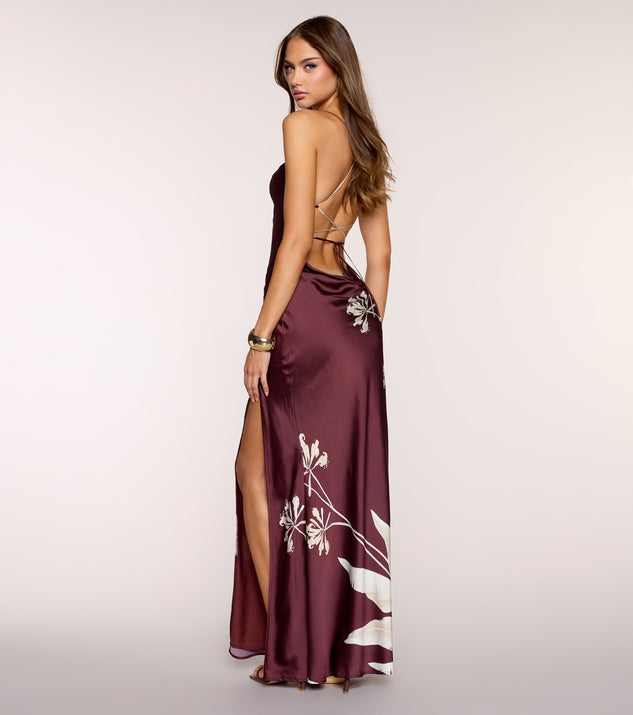 Windsor RSVP Season Floral Satin Lace-Up Maxi Dress - Image 2