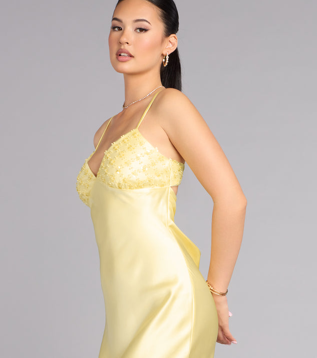 Windsor Ruby Satin Low Back Column Formal Dress - Image 3