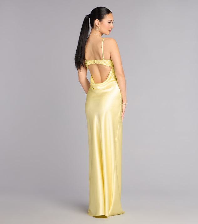Windsor Ruby Satin Low Back Column Formal Dress - Image 2