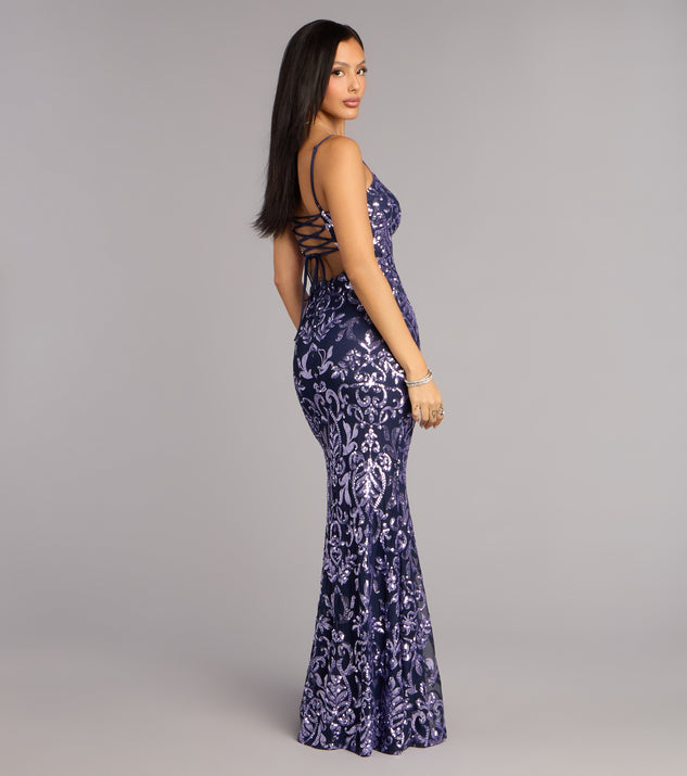 Windsor Rylee Sequin Lace-Up Formal Dress - Image 2