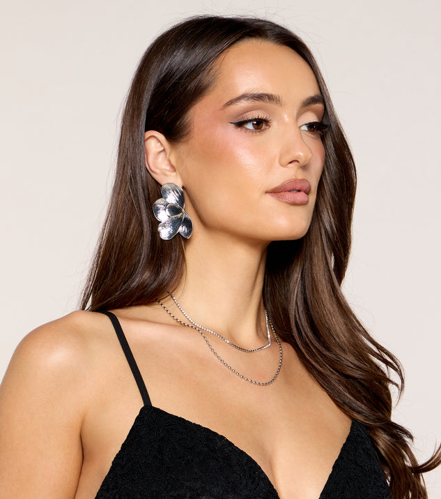 Windsor Sculpted Bloom Flower Stud Earrings - Image 3