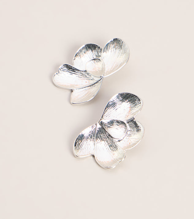 Windsor Sculpted Bloom Flower Stud Earrings - Image 2