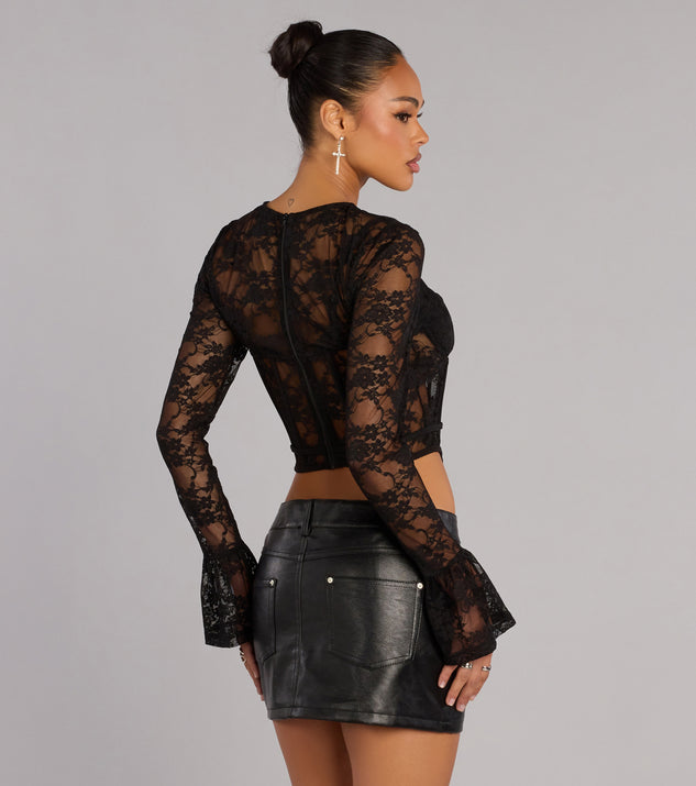 Windsor Secrets Out Lace Long Sleeve Bustier - Image 3