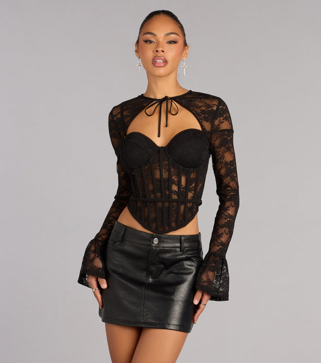 Windsor Secrets Out Lace Long Sleeve Bustier - Image 2