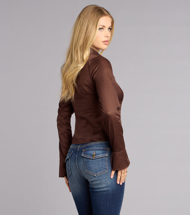 Windsor Serve Confidence Striped Woven Collared Top - Image 2