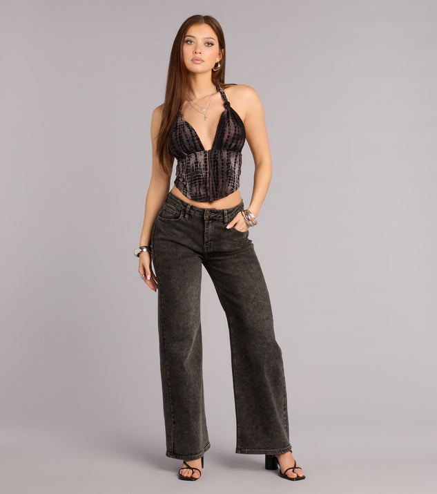 Windsor Serving Confidence Velvet Burnout Halter Top - Image 3