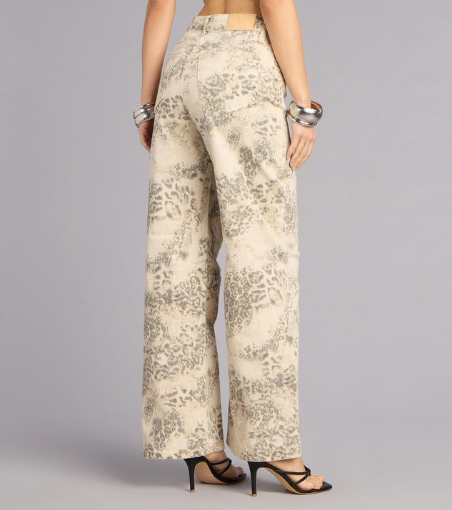 Windsor Serving Cool Leopard Print Wide-Leg Jeans - Image 3