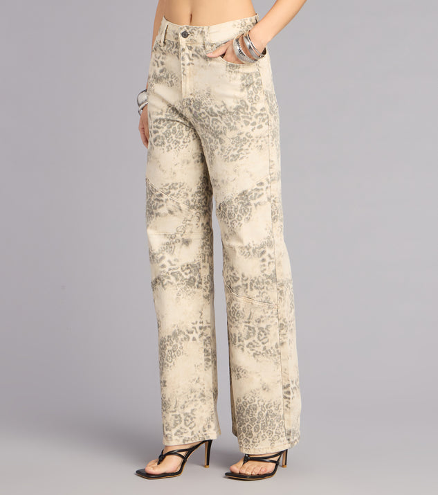 Windsor Serving Cool Leopard Print Wide-Leg Jeans - Image 2
