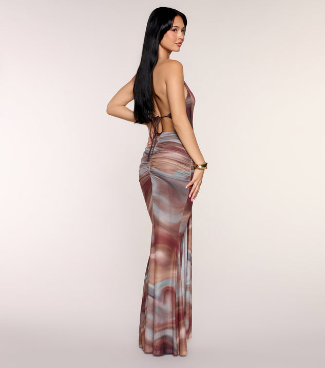 Windsor Set The Mood Abstract Print Halter Maxi Dress - Image 2