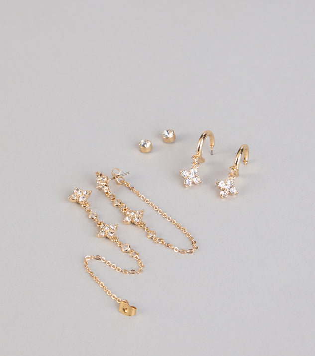 Windsor Shine On Repeat Rhinestone Three-Pack Earring Set - Image 3