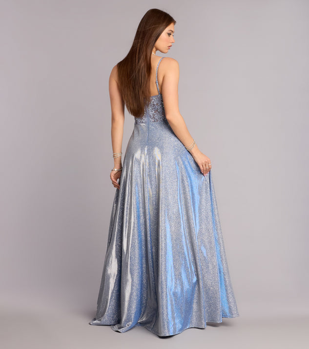 Windsor Skyler Floral Applique Glitter A-Line Gown - Image 2