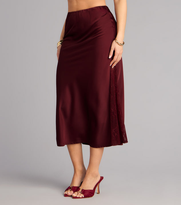 Windsor Slip Into Elegance Satin Lace Midi Skirt - Image 3