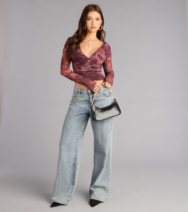 Windsor Soft Focus Drama Mesh Plunge Crop Top - Image 3