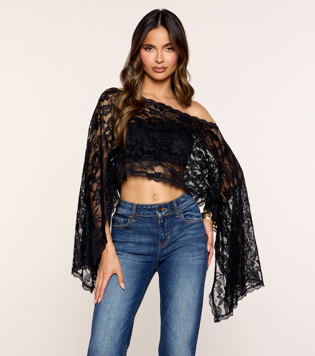 Windsor Soft Romance Floral Lace Poncho Top - Image 2