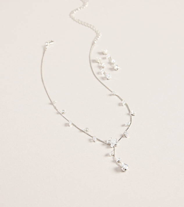 Windsor Soft Shine Rhinestone Flower Necklace And Earrings Set - Image 2