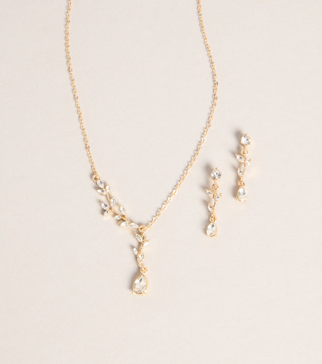 Windsor Soft Shine Rhinestone Leaf Necklace And Earrings Set - Image 3