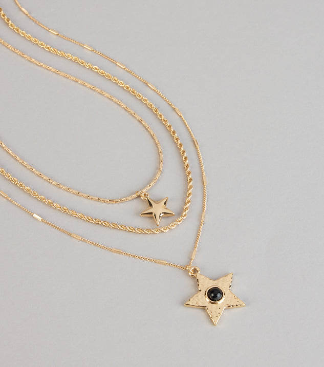 Windsor Soft Spark Star Charm Layered Necklace Set - Image 3