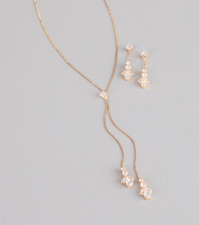 Windsor Soft Sparkle Rhinestone Lariat Necklace And Earrings Set - Image 2