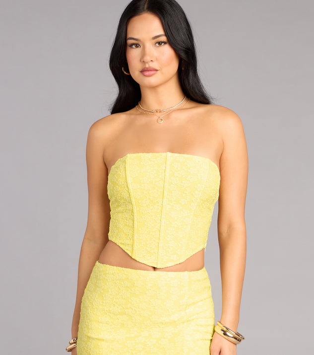 Windsor Soft Spoken Chic Flocked Lace Corset Top - Image 3