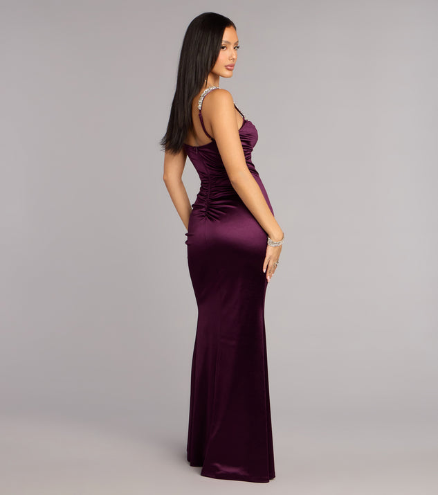 Windsor Sohni Satin Rhinestone Trim Mermaid Formal Dress - Image 2