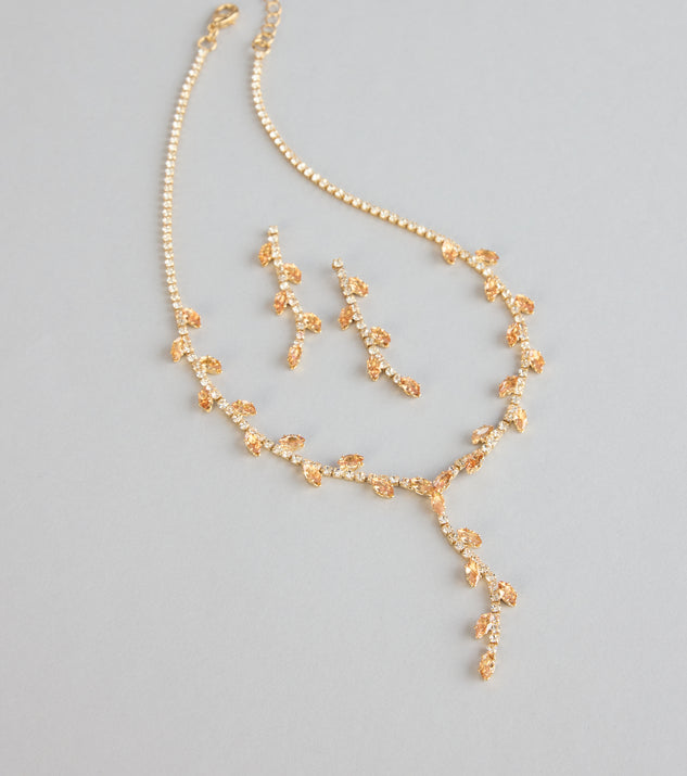 Windsor Sparkle In Bloom Rhinestone Leaf Necklace And Earrings Set - Image 2