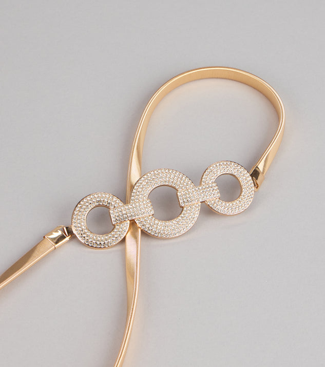 Windsor Sparkle Stunner Rhinestone Triple O-Ring Stretch Belt - Image 3