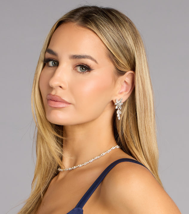 Windsor Sparkle Trail Rhinestone Earrings - Image 2