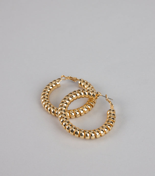 Windsor Spiral Luxe Statement Hoop Earrings - Image 3