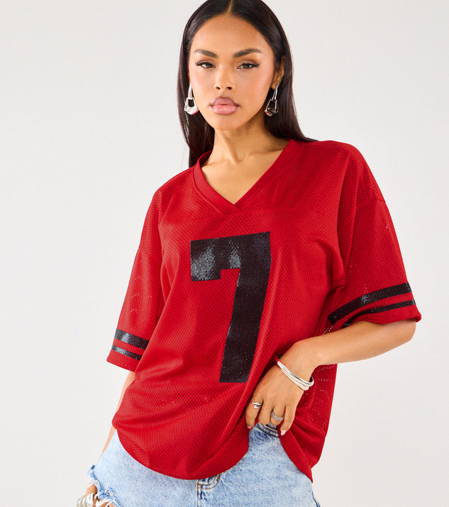 Windsor Sporty Sparkle Rhinestone Jersey Tee - Image 3