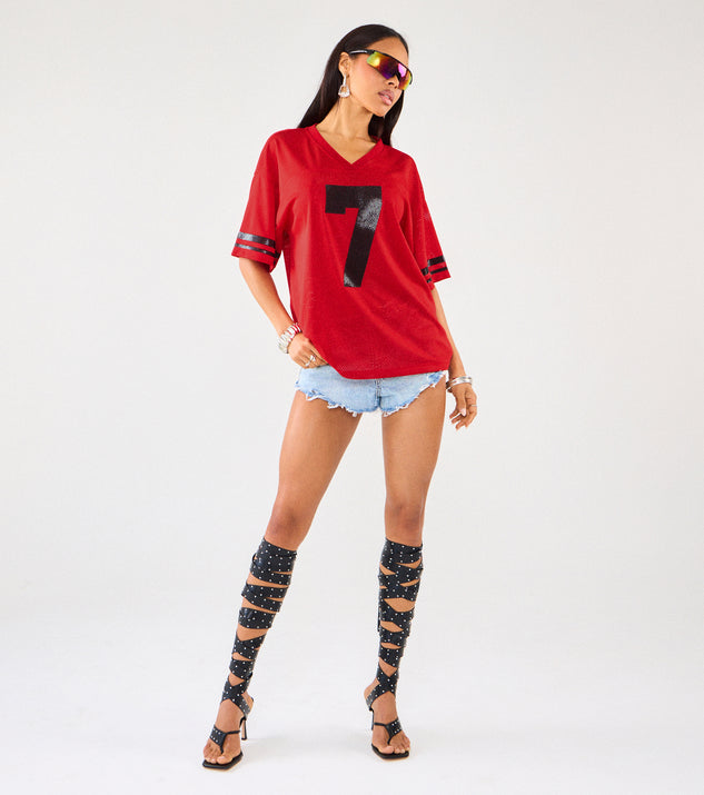 Windsor Sporty Sparkle Rhinestone Jersey Tee - Image 2
