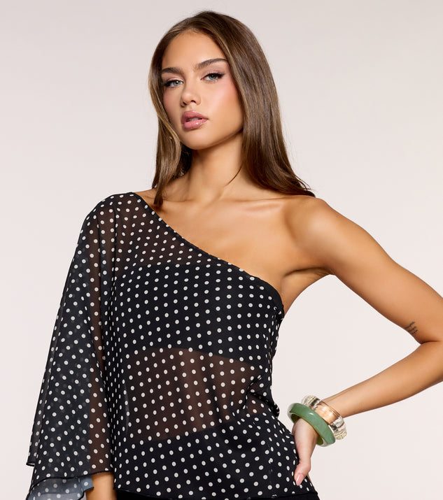 Windsor Spotted First Polka Dot Chiffon Poncho - Image 3