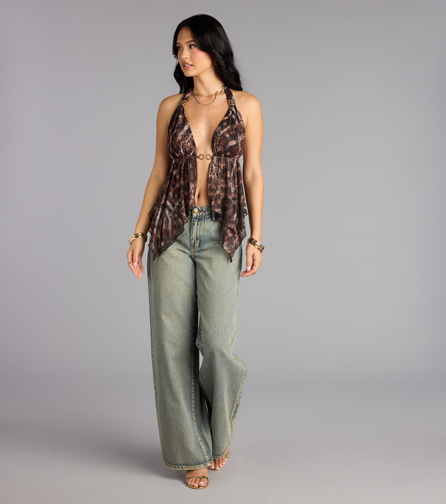 Windsor Spotted In Town Plunge Halter Top - Image 3