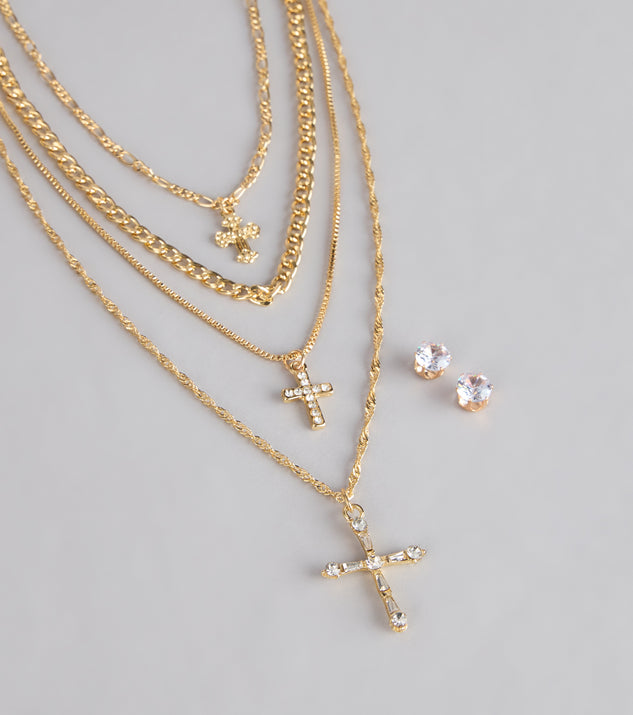 Windsor Stacked Shine Necklace And Earrings Set - Image 3