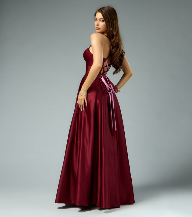 Windsor Stacy Satin Contrast Lace-Up Ball Gown - Image 3