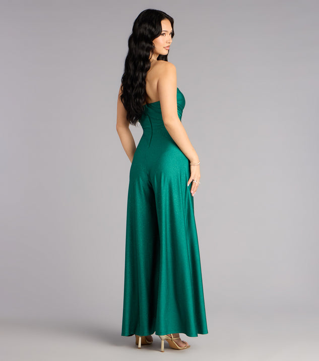 Windsor Starlit Satin Strapless Wide-Leg Jumpsuit - Image 2
