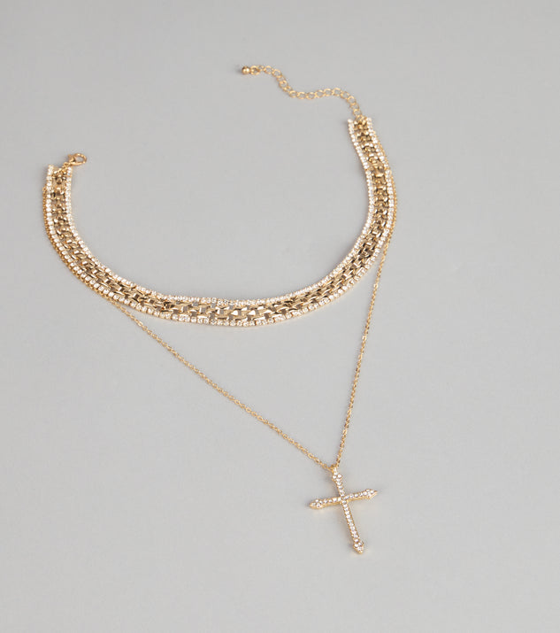Windsor Statement Balance Layered Cross Necklace - Image 3