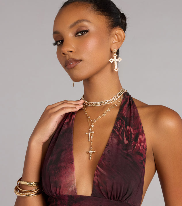 Windsor Statement Balance Layered Cross Necklace - Image 2