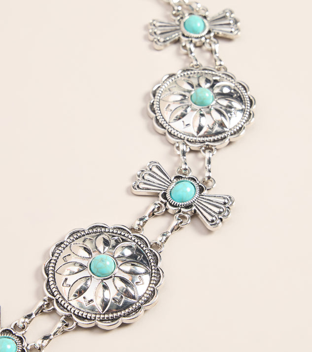 Windsor Statement Styling Stone Concho Chain Belt - Image 2