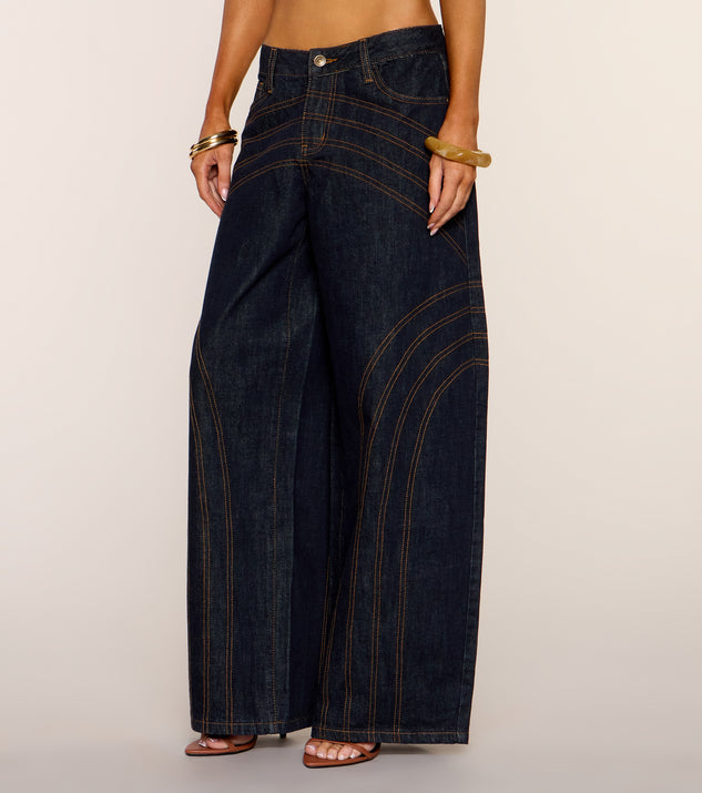 Windsor Stitch Scene Wide Leg Denim Jeans - Image 2