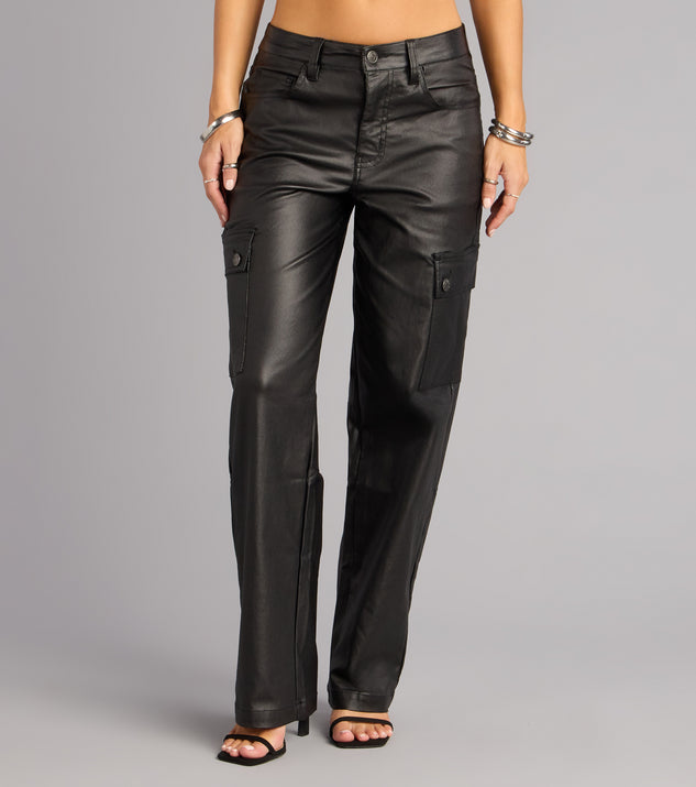 Windsor Street Luxe Coated Straight-Leg Cargo Pants - Image 3
