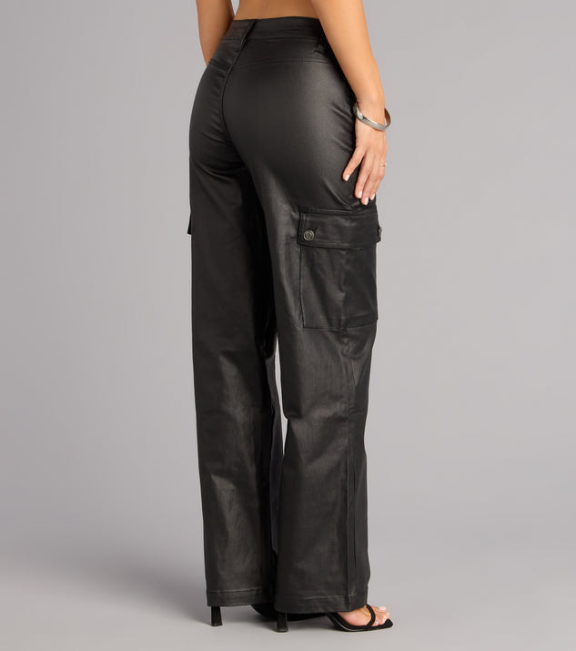 Windsor Street Luxe Coated Straight-Leg Cargo Pants - Image 2
