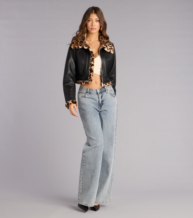 Windsor Street Queen Faux Leopard Fur Moto Jacket - Image 3