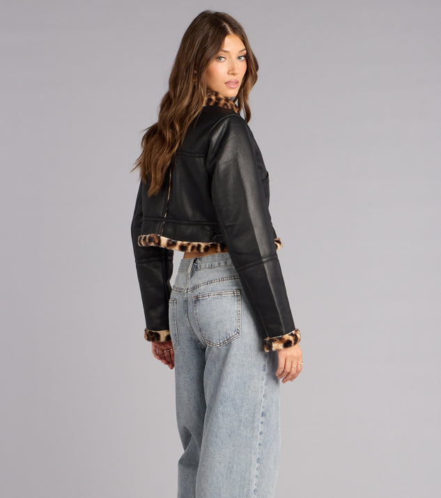 Windsor Street Queen Faux Leopard Fur Moto Jacket - Image 2