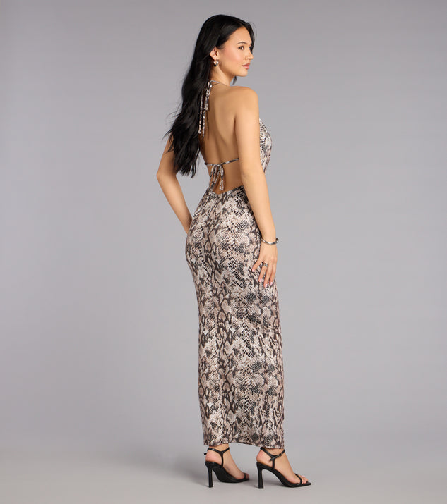 Windsor Strike Again Snake Print Maxi Dress With Texture - Image 2