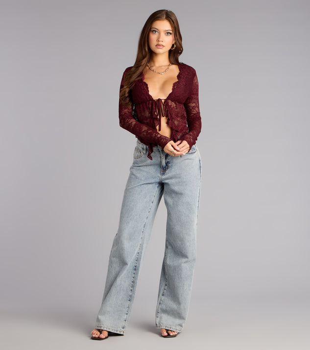 Windsor Sultry Chic Lace Tie-Front Top - Image 3