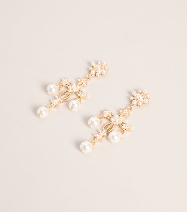 Windsor Sunday Best Pearl Cross Earrings - Image 2