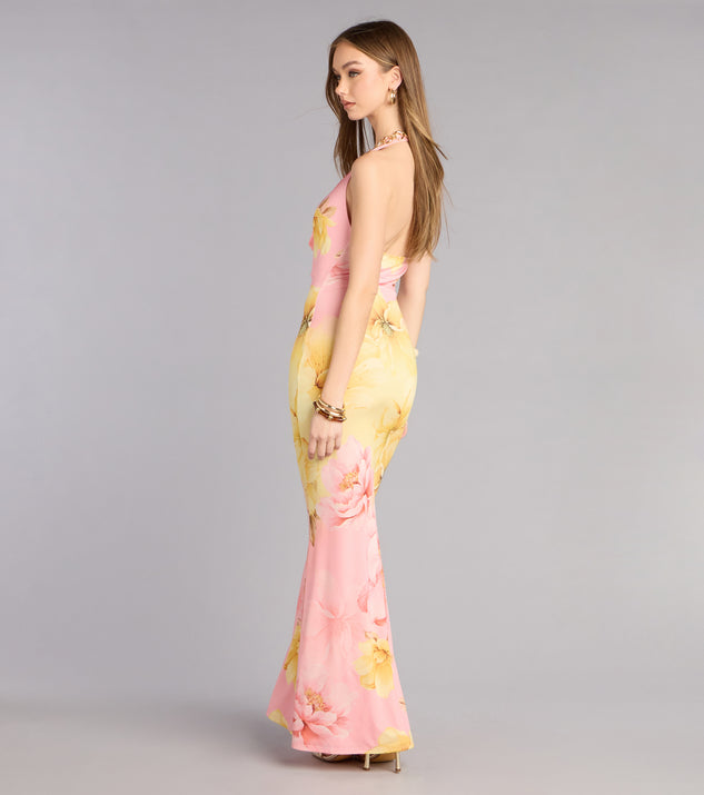 Windsor Sunset Garden Floral Cowl Neck Maxi Dress - Image 2
