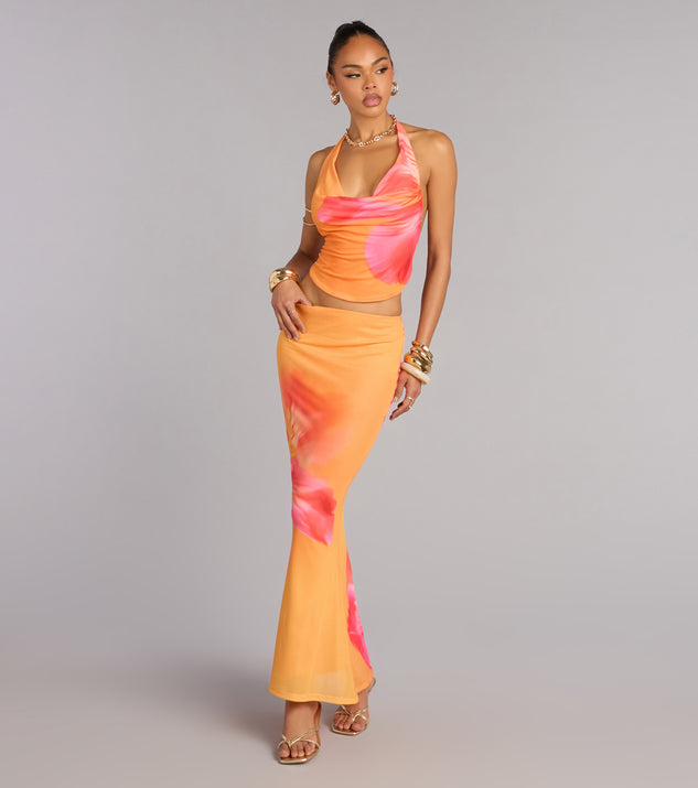 Windsor Sunset Mood Tropical Floral Halter Top - Image 3