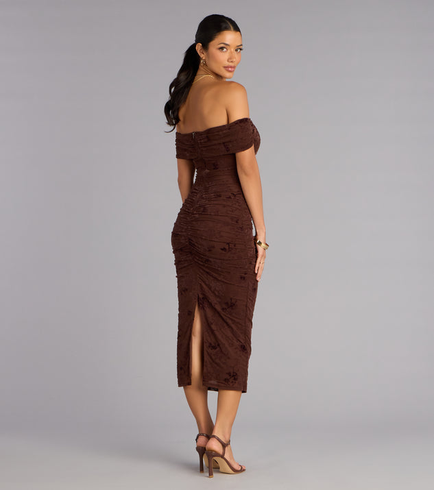 Windsor Sweet Chic Flocked Floral Off-The-Shoulder Midi Dress - Image 2